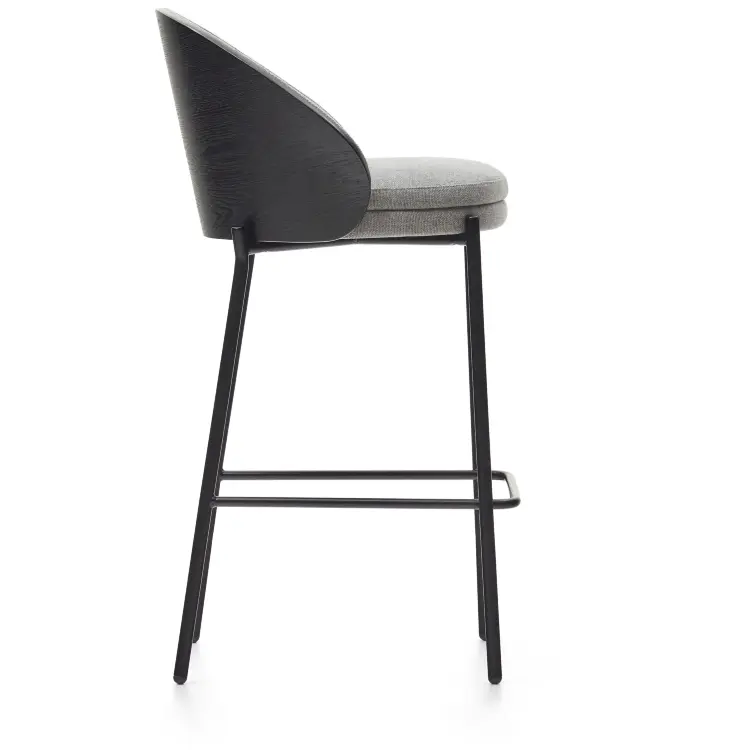 Eamy Светло-серый полубарный стул с отделкой из шпона ясеня с черным покрытием