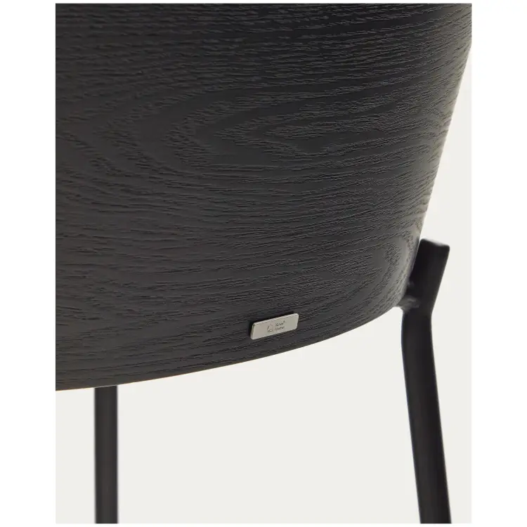 Eamy Светло-серый полубарный стул с отделкой из шпона ясеня с черным покрытием