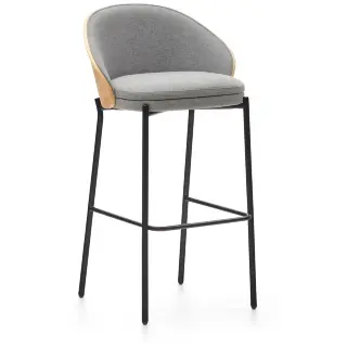 Барный стул Eamy светло-серый из шпона ясеня с натуральной отделкой