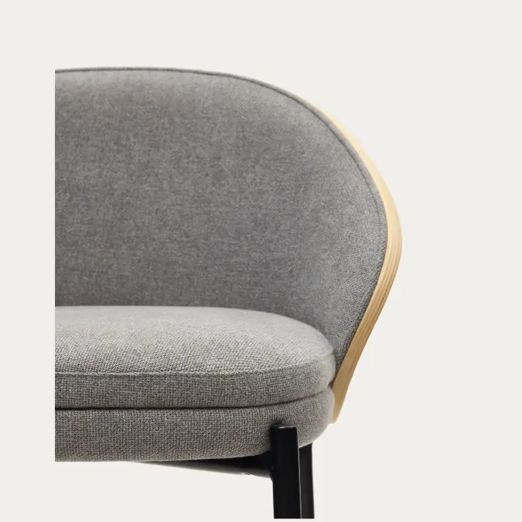 Барный стул Eamy светло-серый из шпона ясеня с натуральной отделкой