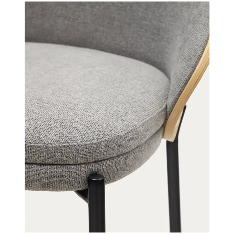 Барный стул Eamy светло-серый из шпона ясеня с натуральной отделкой