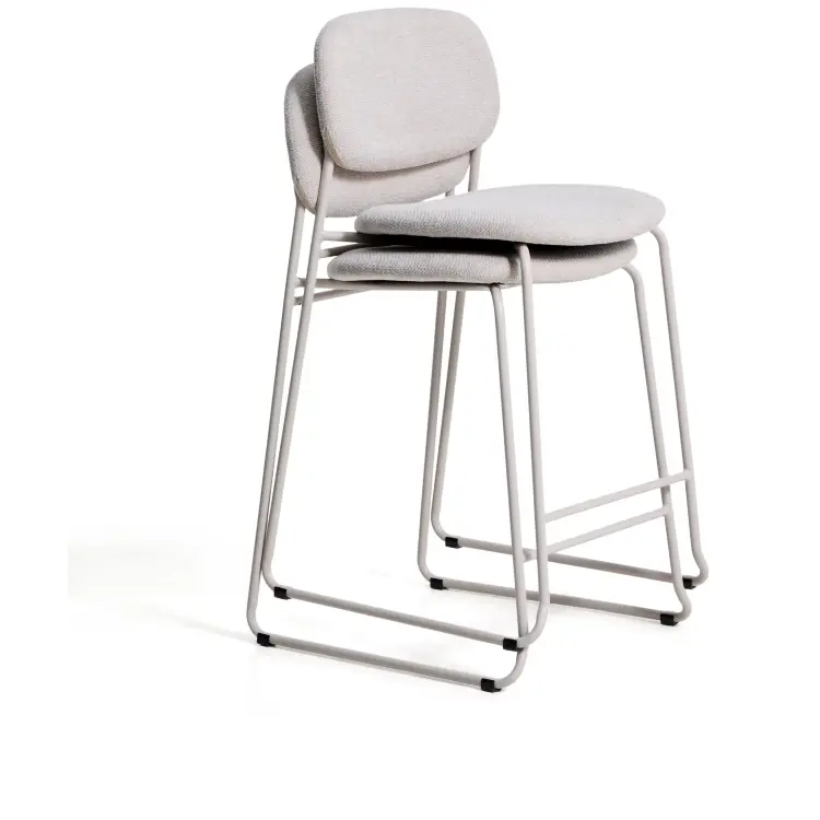 Полубарный стул Meli из бежевой синели с металлическими ножками, 65 см