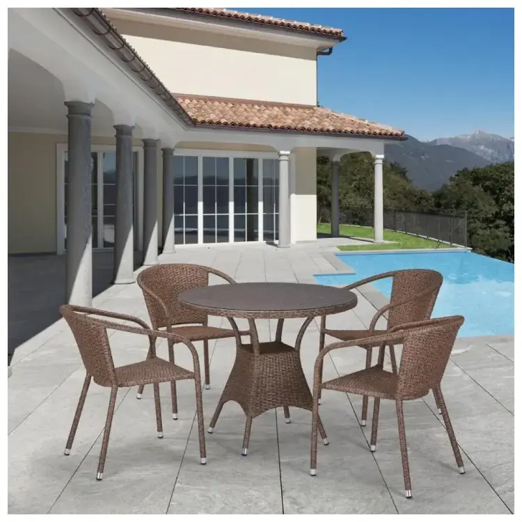Комплект плетеной мебели T197AT/Y137C-W56 Light brown 4Pcs