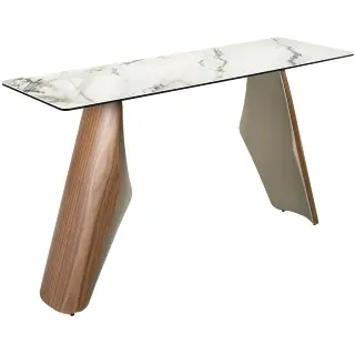 Консоль 3296 из керамики в мраморной отделке, стали и ореха