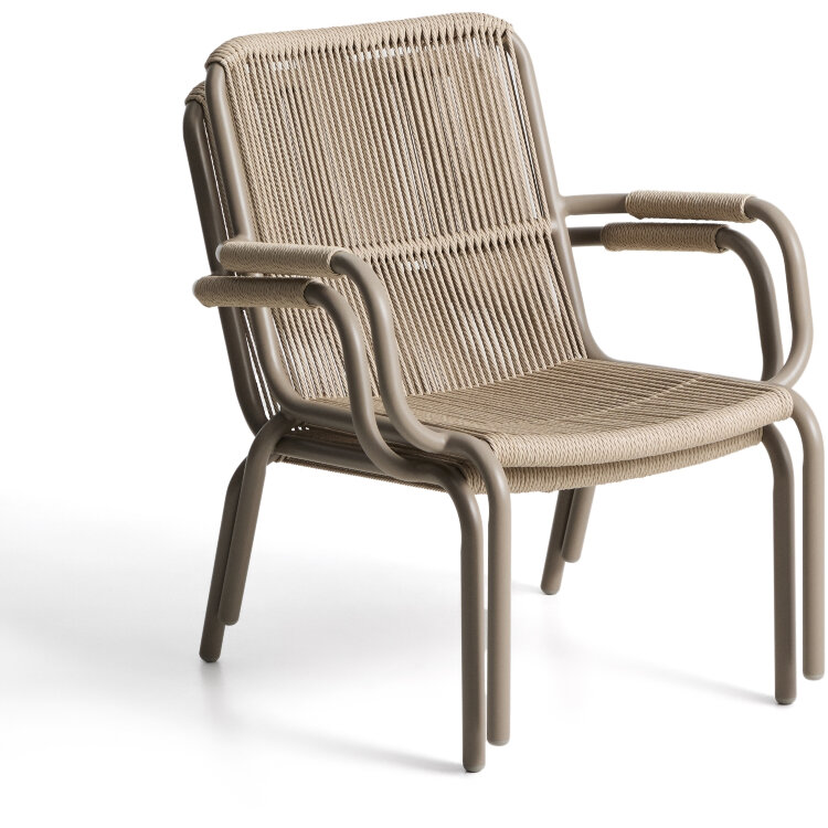 Уличное кресло Salis из алюминия цвета экрю и веревки