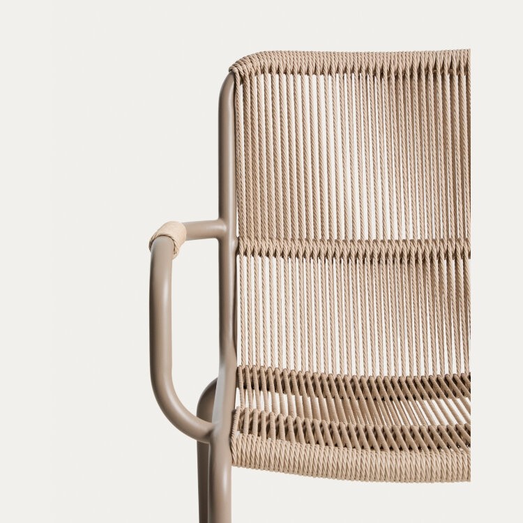 Уличное кресло Salis из алюминия цвета экрю и веревки