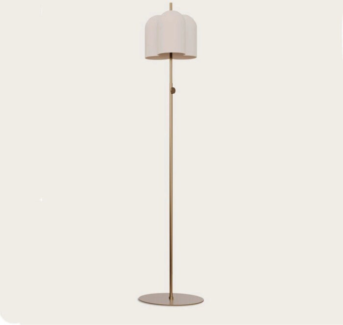 Торшер Oket латунный/белый