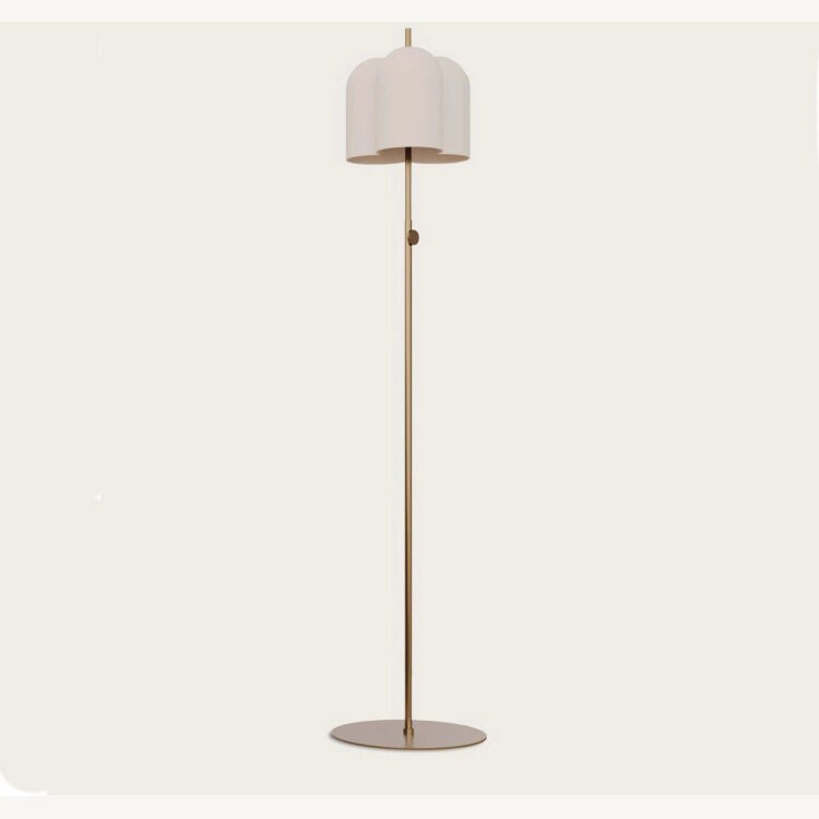 Торшер Oket латунный/белый