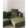 3-х местный диван Blok с правым шезлонгом в зеленом толстом вельвете 300 см