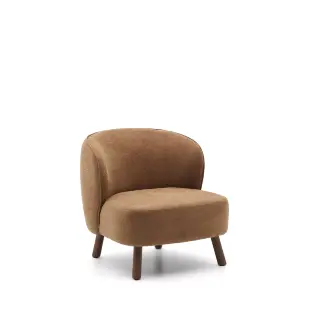 Кресло Ulit из терракотовой синели с ножками из ясеня с отделкой под орех