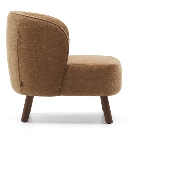 Кресло Ulit из терракотовой синели с ножками из ясеня с отделкой под орех