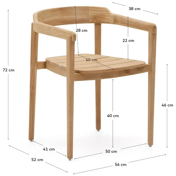Стул Icaro из массива тикового дерева с натуральной отделкой