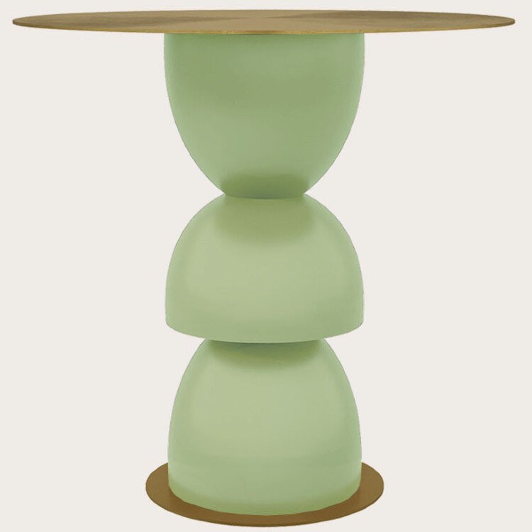 Столик Metric с круглой столешницей, латунный металл, фисташковый