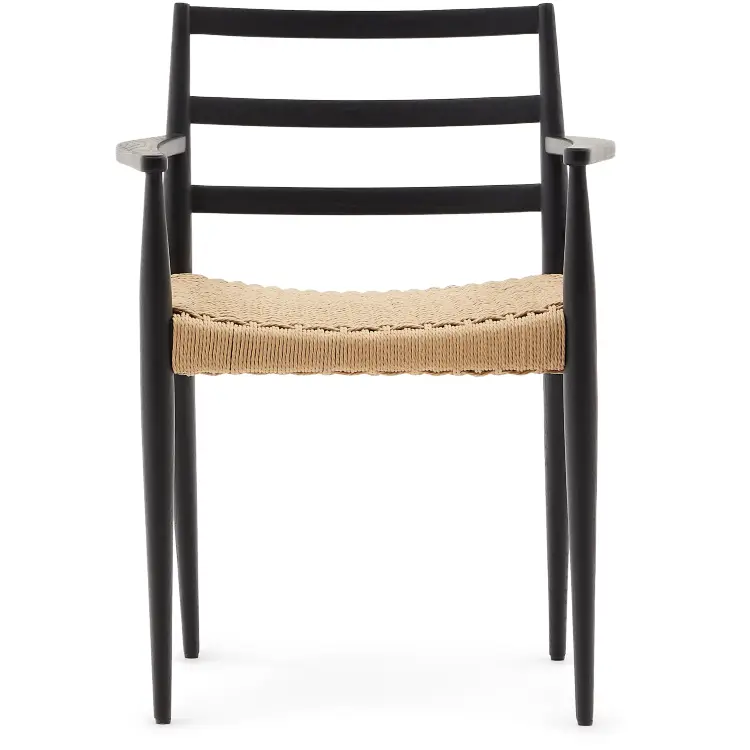 Analy Стул из массива дуба с черной отделкой и сиденьем из веревки