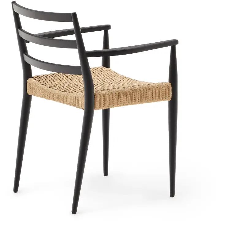 Analy Стул из массива дуба с черной отделкой и сиденьем из веревки