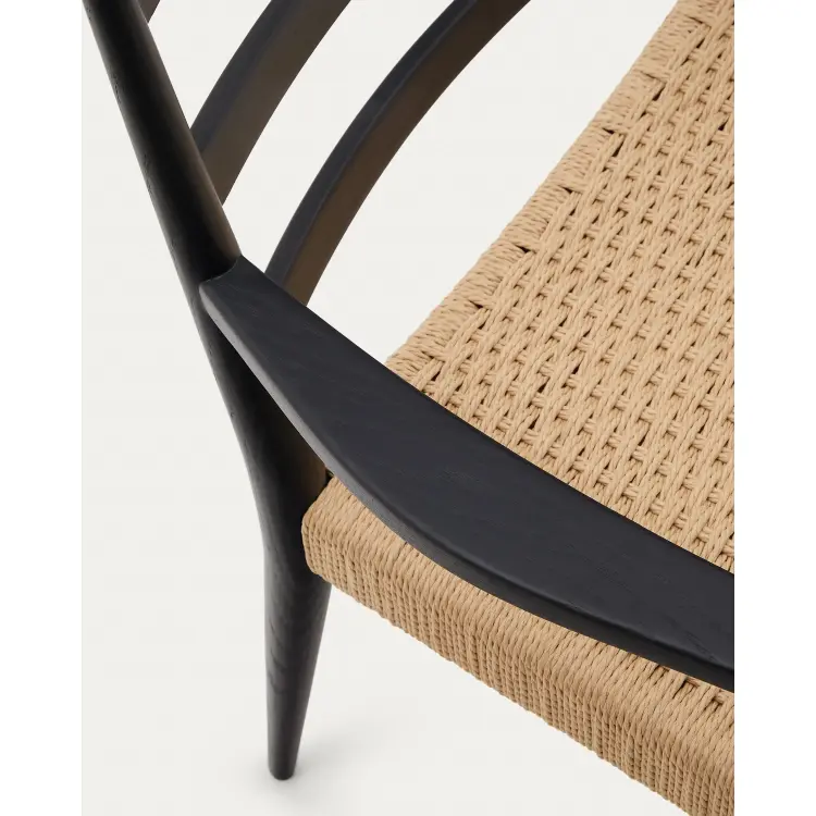 Analy Стул из массива дуба с черной отделкой и сиденьем из веревки