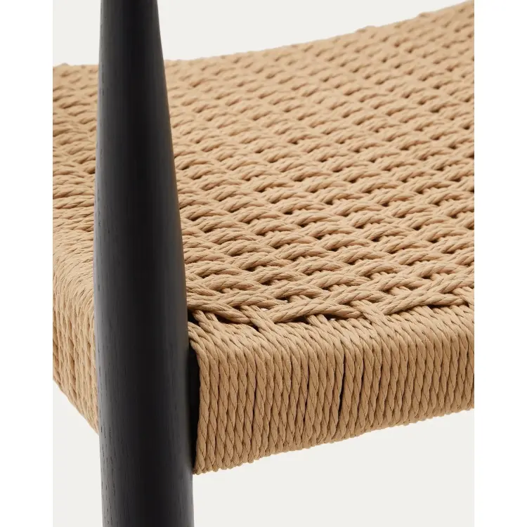 Analy Стул из массива дуба с черной отделкой и сиденьем из веревки