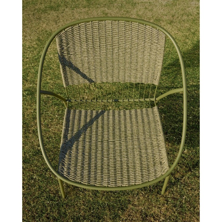 Уличное кресло Atrani из оцинкованной стали и зеленой веревки