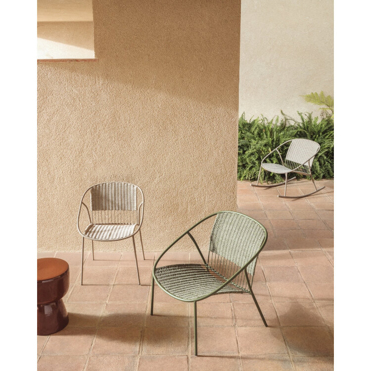 Уличное кресло Atrani из оцинкованной стали и зеленой веревки