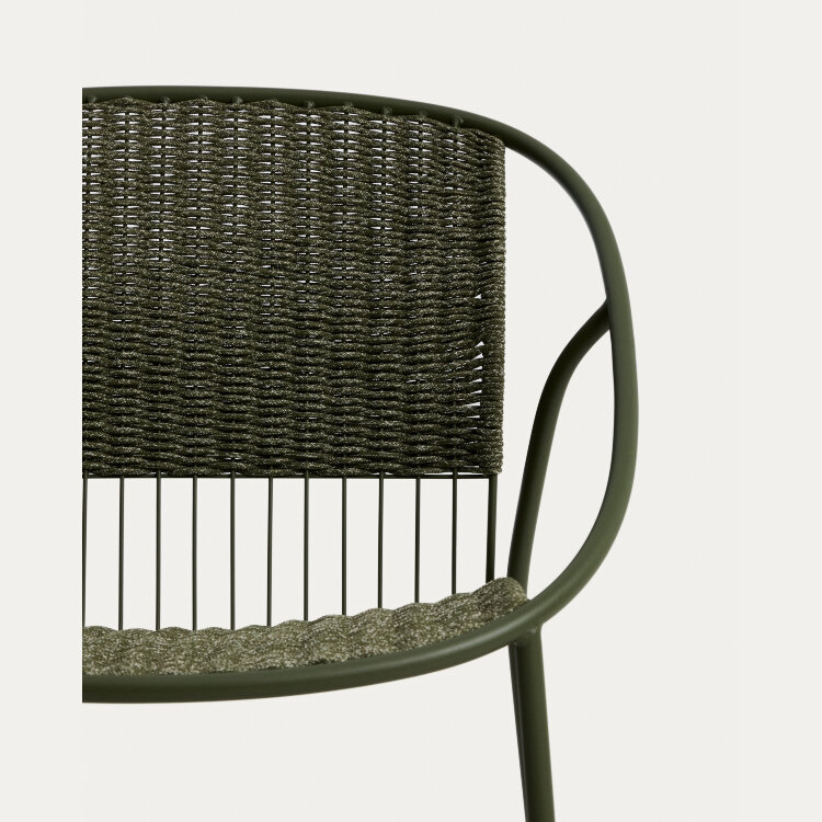 Уличное кресло Atrani из оцинкованной стали и зеленой веревки