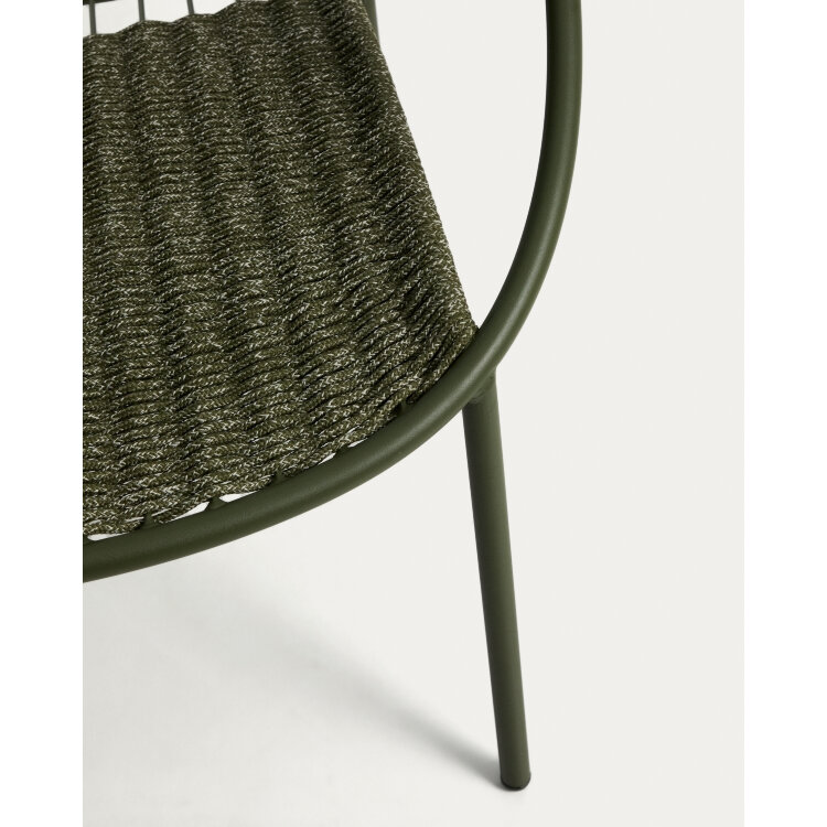 Уличное кресло Atrani из оцинкованной стали и зеленой веревки