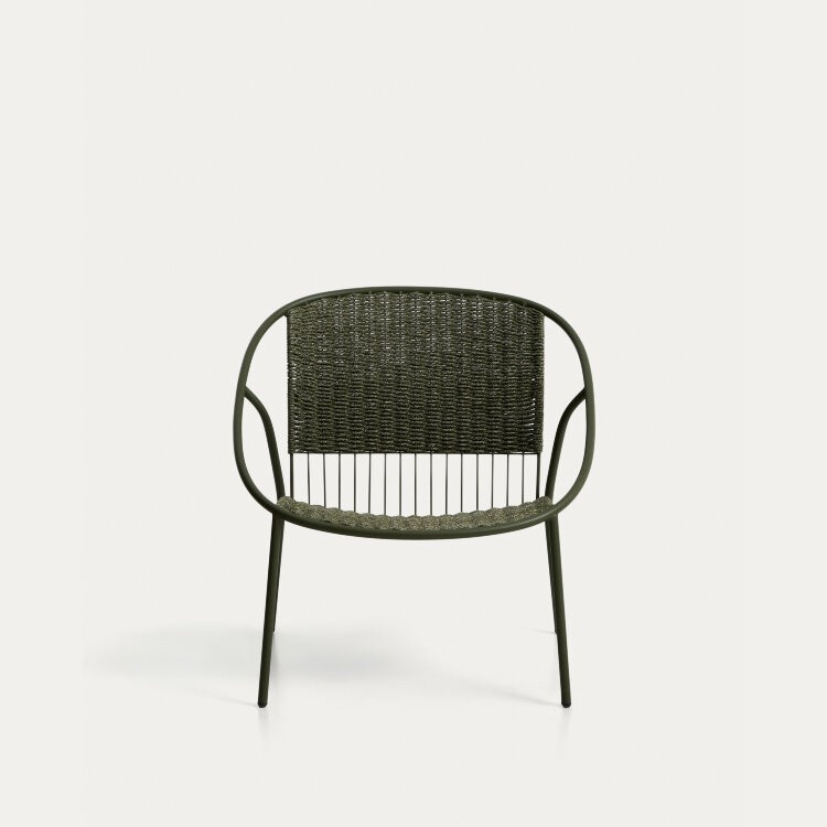 Уличное кресло Atrani из оцинкованной стали и зеленой веревки