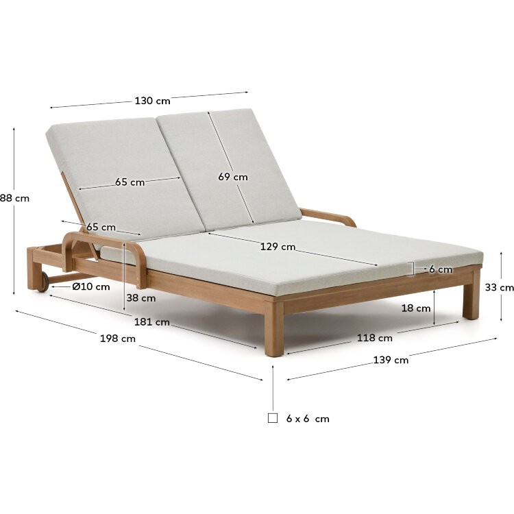 Двойной шезлонг Sonsaura из массива эвкалипта