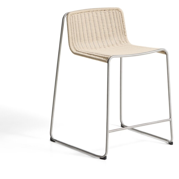 Уличный полубарный стул Tavari из бежевой веревки и стали