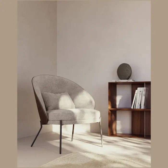 Кресло Eamy светло-коричневое из шпона ясеня с отделкой венге