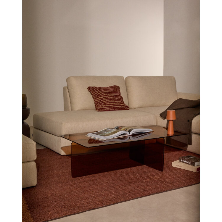 Журнальный столик Zaren из коричневого закаленного стекла, 120 x 60 см