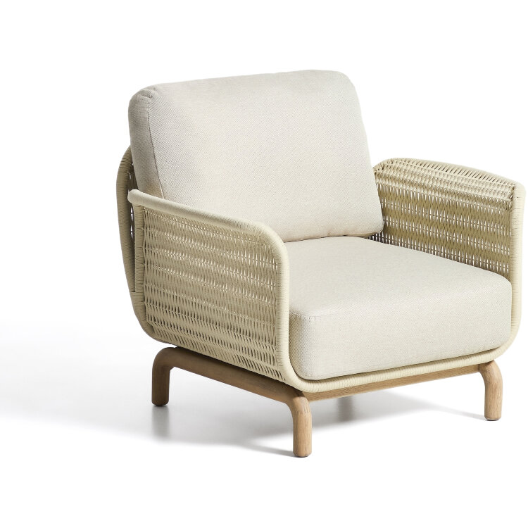 Уличное кресло Alipa из акации и веревки цвета экрю