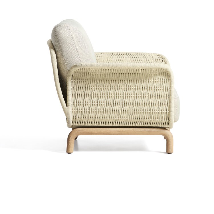 Уличное кресло Alipa из акации и веревки цвета экрю