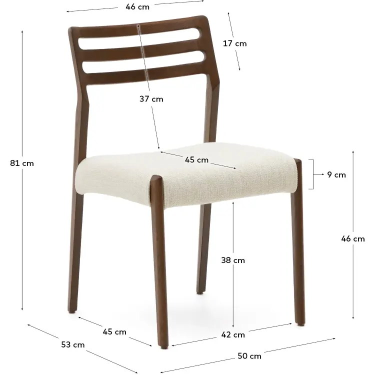 Стул Cudia из бежевой синели из массива дуба с отделкой орех FSC Mix Credi