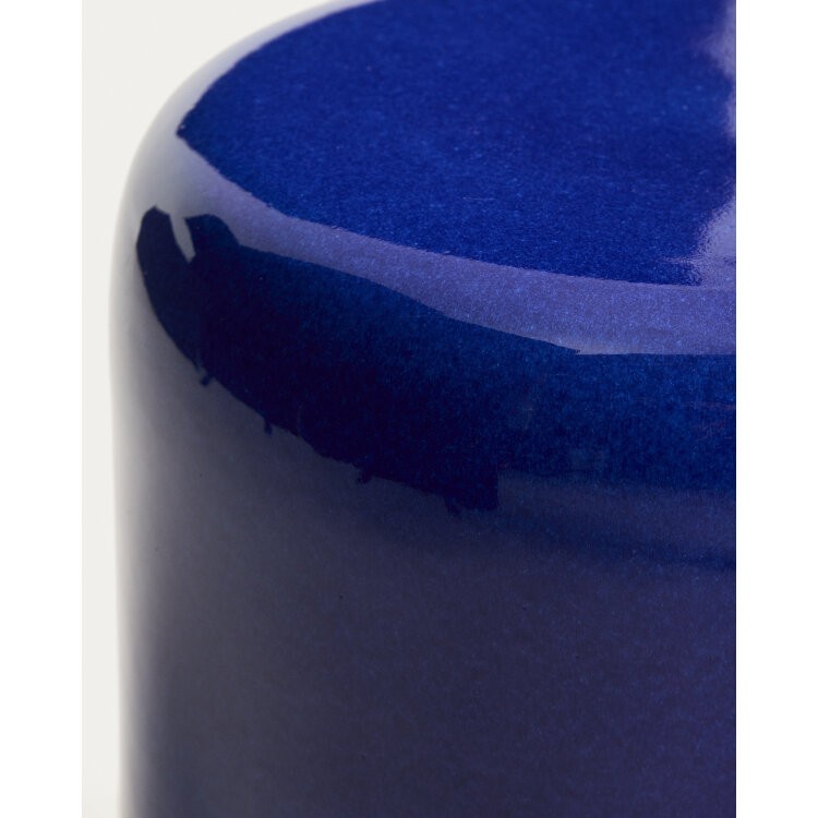 Уличный приставной столик Mesquida из керамики с синей глазурью, диаметр 35 см