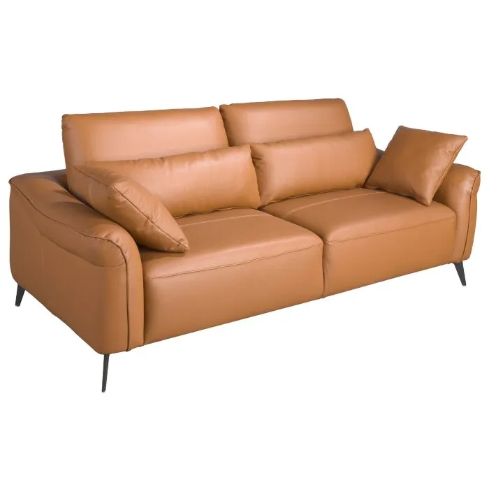 Диван 3-местный из коричневой кожи модель 6208