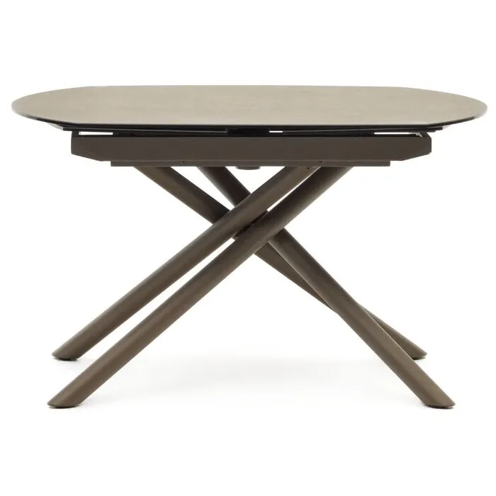 Yodalia Раздвижной стол из керамики и стали с коричневой отделкой 130 (190) x 100 см