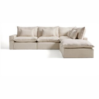 Угловой модульный диван Anarela бежевый из льна и вискозы со съемным чехлом, 347 x 307