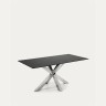 Argo Стол обеденный с ножками из стали и столешницей из черного стекла 200x100