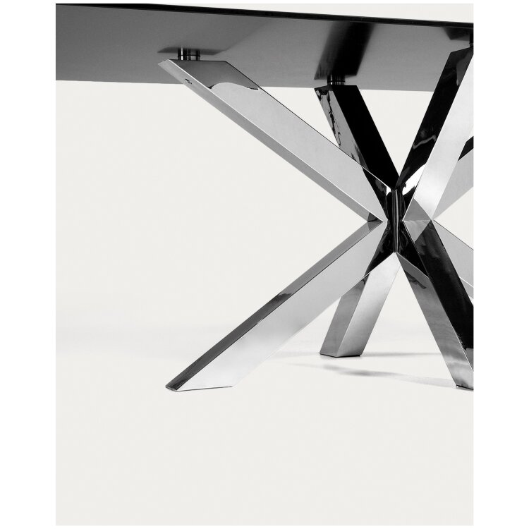 Argo Стол обеденный с ножками из стали и столешницей из черного стекла 200x100