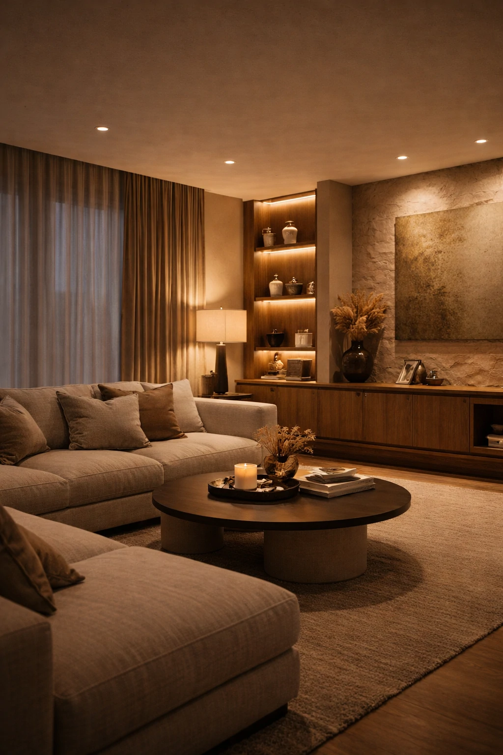 Мягкое освещение гостиной