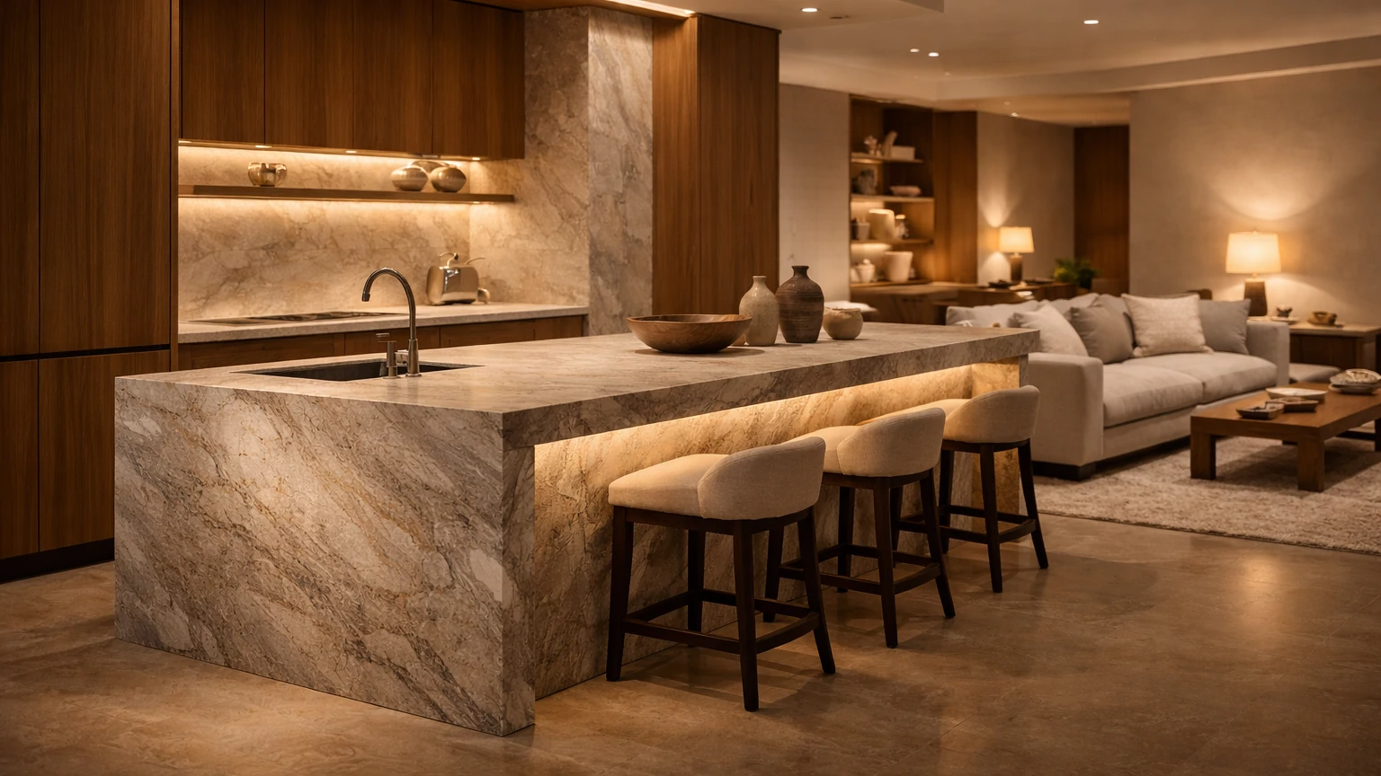 Освещение кухонного острова как архитектурный акцент